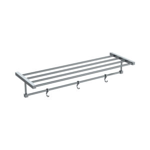 Towel Rack with Rail & Hooks-Square