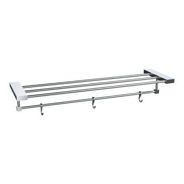 Towel Rack-Rectangular (with Lower Rail & 3 Hooks)