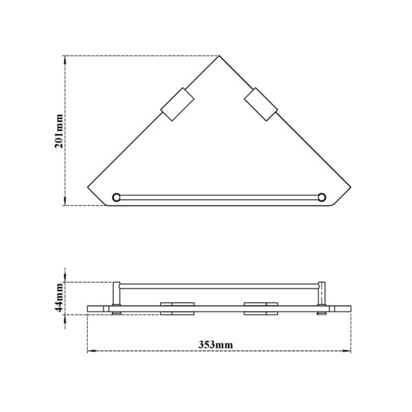 Corner Glass Shelf-Rectangular