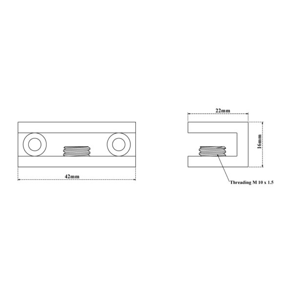 Bracket Set for 5 to 8 mm Thick Shelf-Rectangular