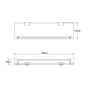 Glass Shelf with Rail-Rectangular (Wall Brackets)