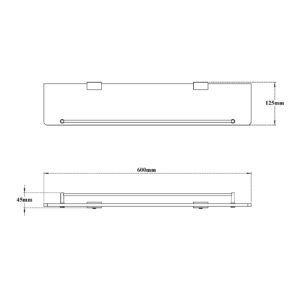 Glass Shelf with Rail-Rectangular (Wall Brackets)