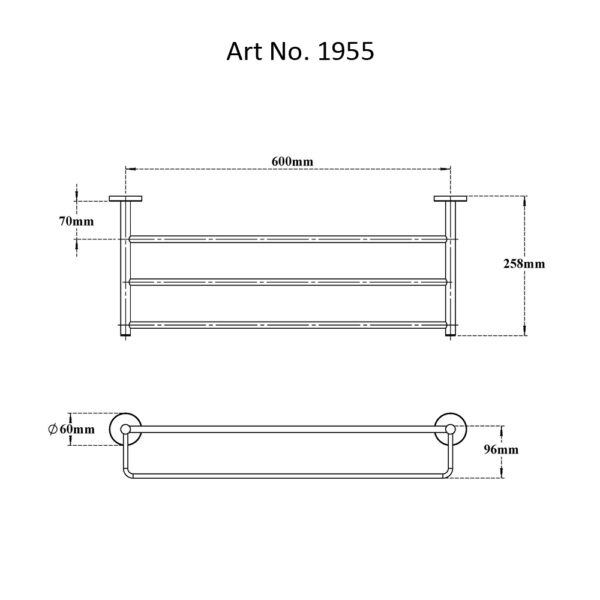 Towel Rack with Lower Rail-H2O