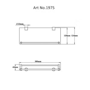 Glass Shelf with Rail H2O