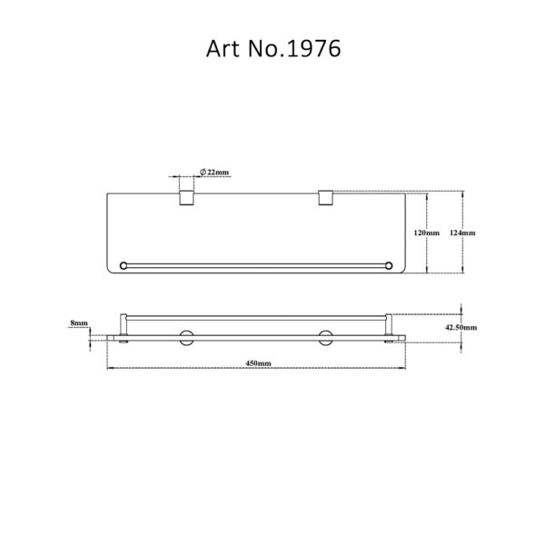 Glass Shelf with Rail H2O