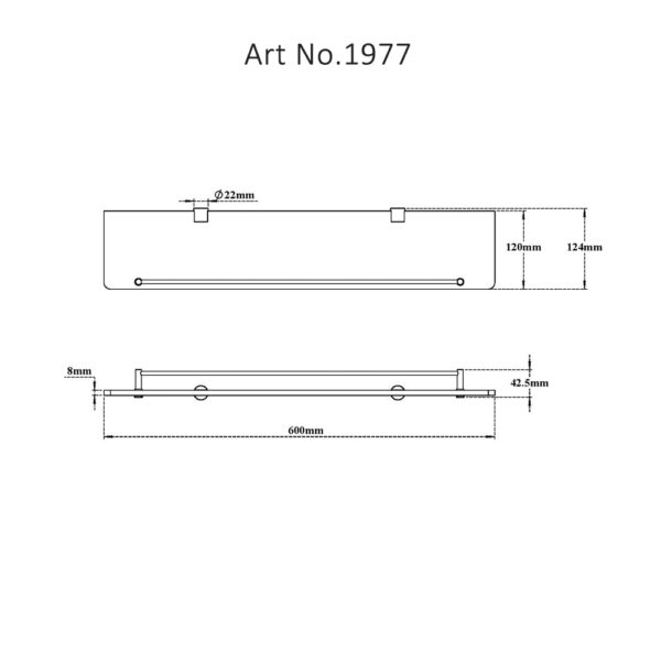 Glass Shelf with Rail H2O