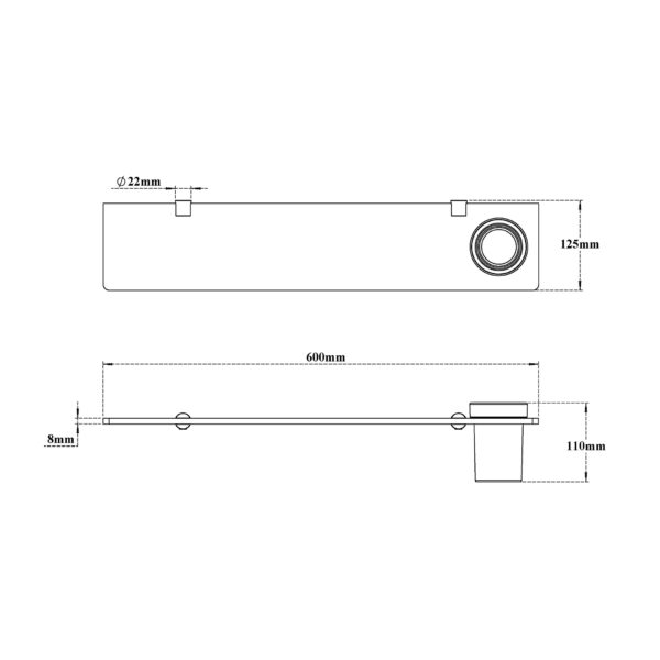 Glass Shelf with Tumbler-H2O