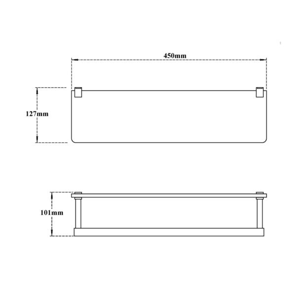 Glass Shelf with Lower Rail-Rectound