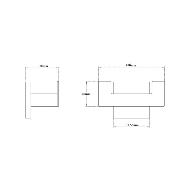 Robe Hook Double-Whole Square