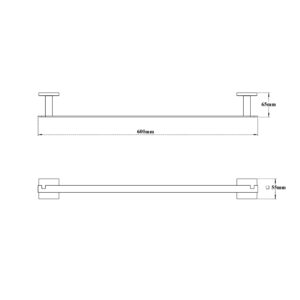 Towel Rail with Hook-Whole Square