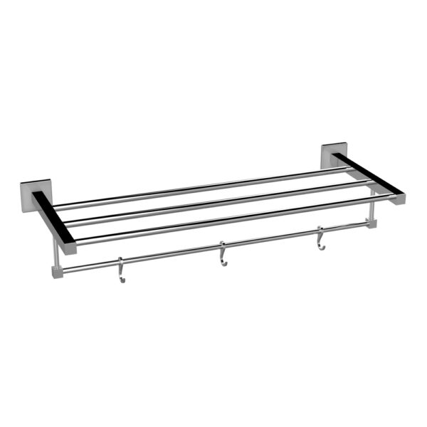 Towel Rack with Lower Rail & 3 Hooks-Whole Square