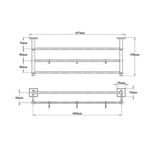 Towel Rack with Lower Rail & 3 Hooks-Whole Square
