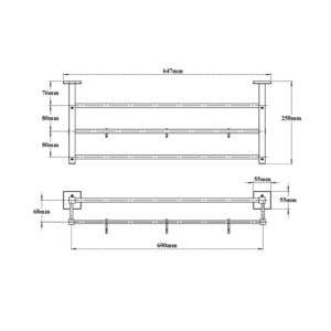 Towel Rack with Lower Rail & 3 Hooks-Whole Square