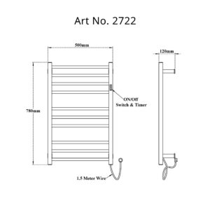 Electric Heated Towel Rail Rack  Square