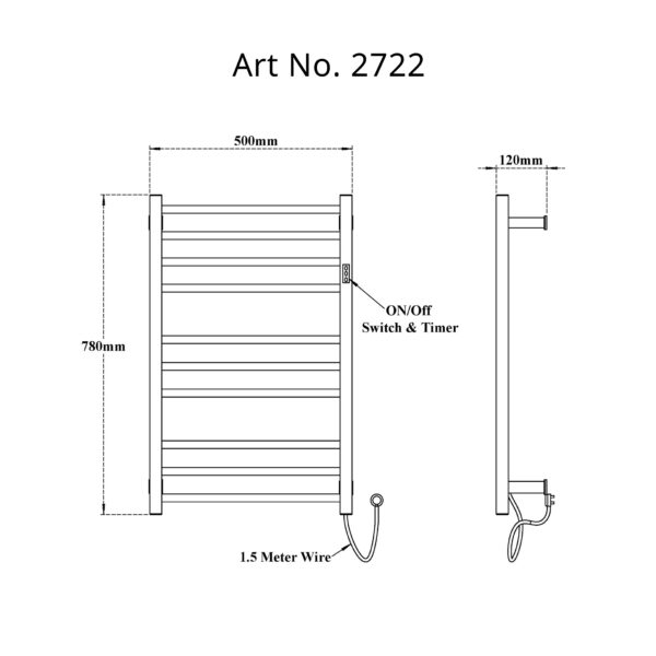 Electric Heated Towel Rail Rack  Square