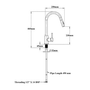 Sink Mixer Pull Down DM (Deck Mounted)