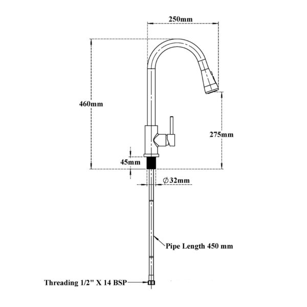 Sink Mixer Pull Down DM (Deck Mounted)