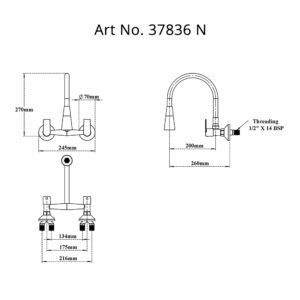 Sink Mixer Two handles (Wall Mounted)