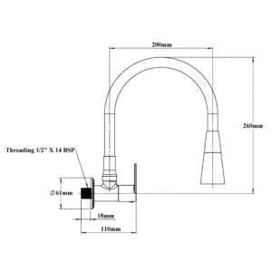 Sink Tap Wall Mounted with 2 Flows Flexible Spout