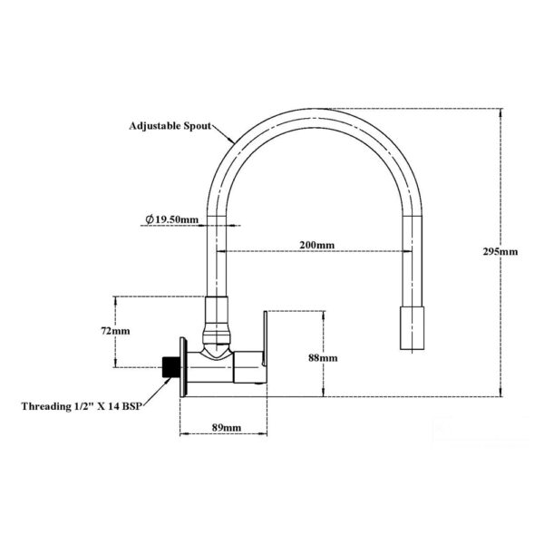 Sink Tap Wall Mounted with Flexible Spout