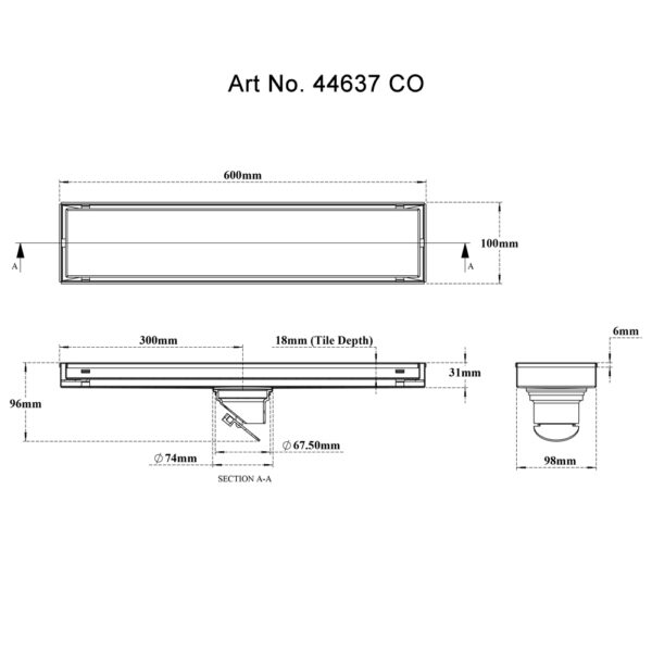 Tile/Marble Insert Reversible Drain