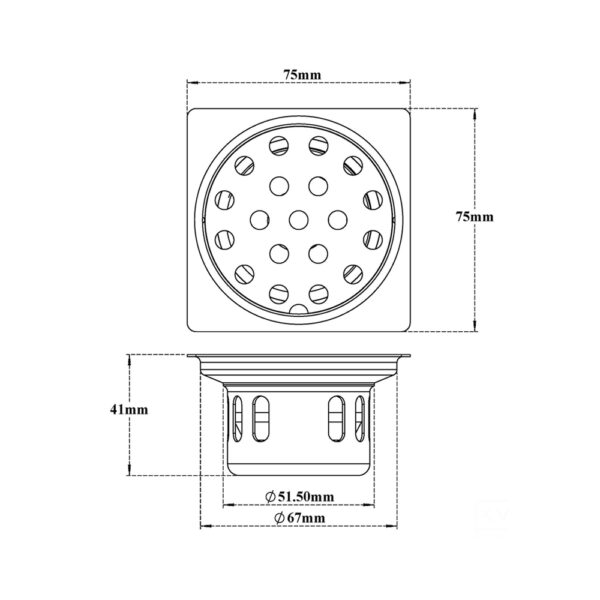 Drain with Cockroach Trap Square