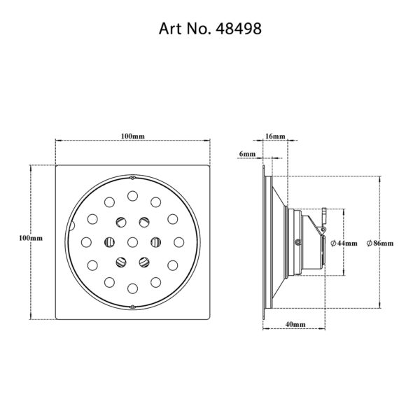 Drain with Cockroach Trap Square – Flat