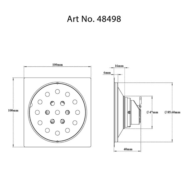 Drain with Cockroach Trap Square – Flat