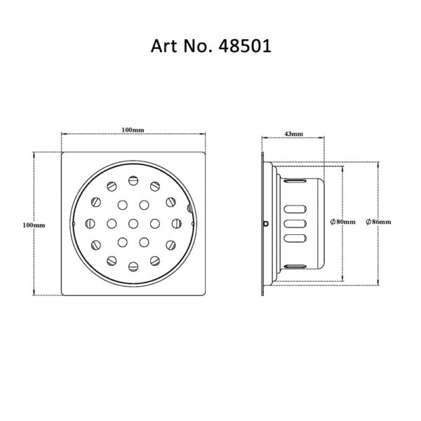 Drain with Cockroach Trap Square