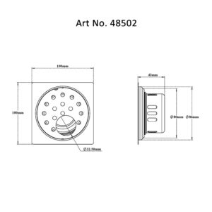 Drain with Cockroach Trap Square