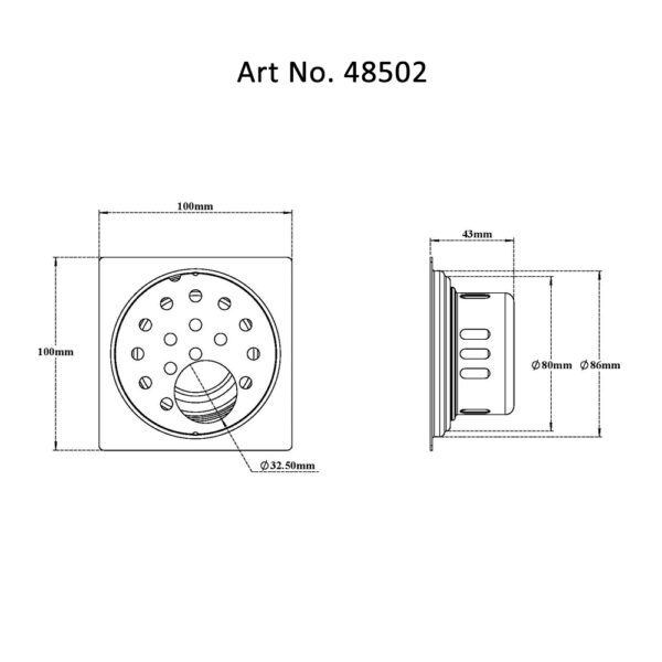 Drain with Cockroach Trap Square