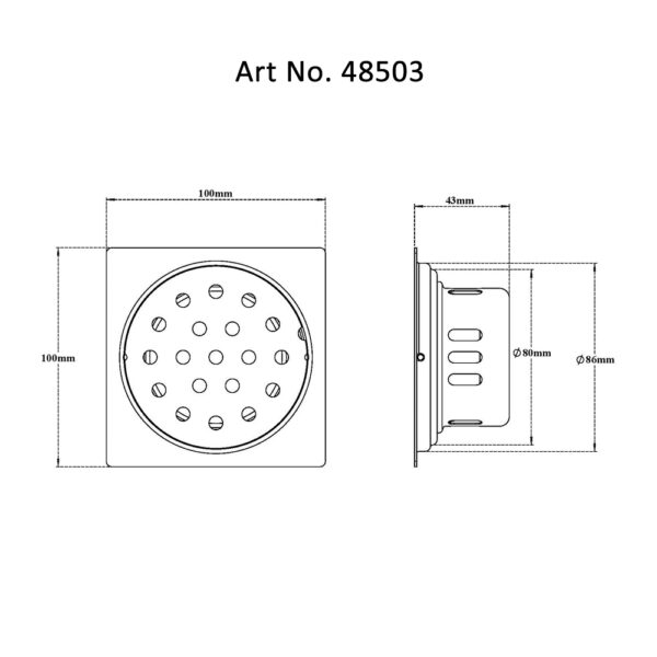 Drain with Cockroach Trap Square