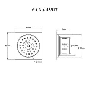 Drain with Cockroach Trap Square