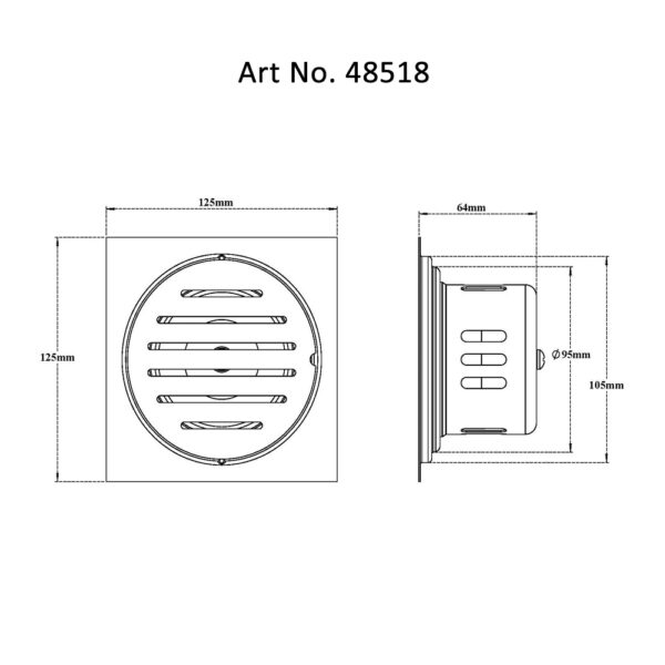 Drain with Cockroach Trap Slotted-Square