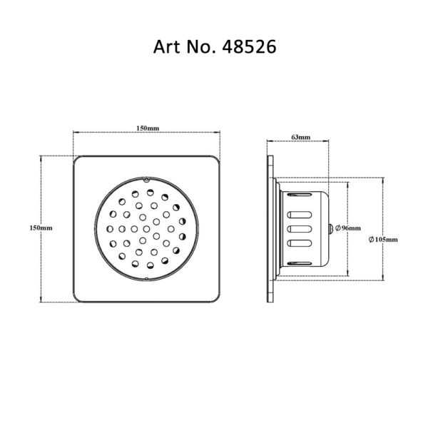 Drain with Cockroach Trap Square