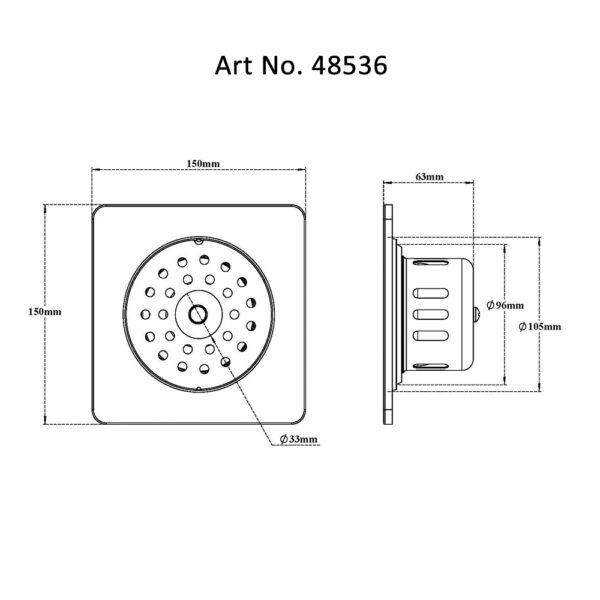 Drain with Cockroach Trap Square