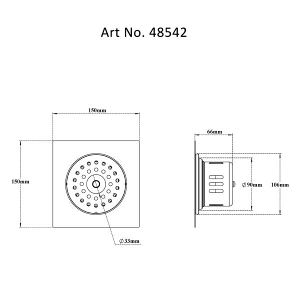 Drain with Cockroach Trap Square