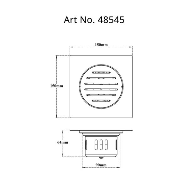 Drain with Cockroach Trap Slotted-Square