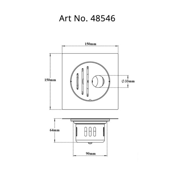 Drain with Cockroach Trap Slotted-Square