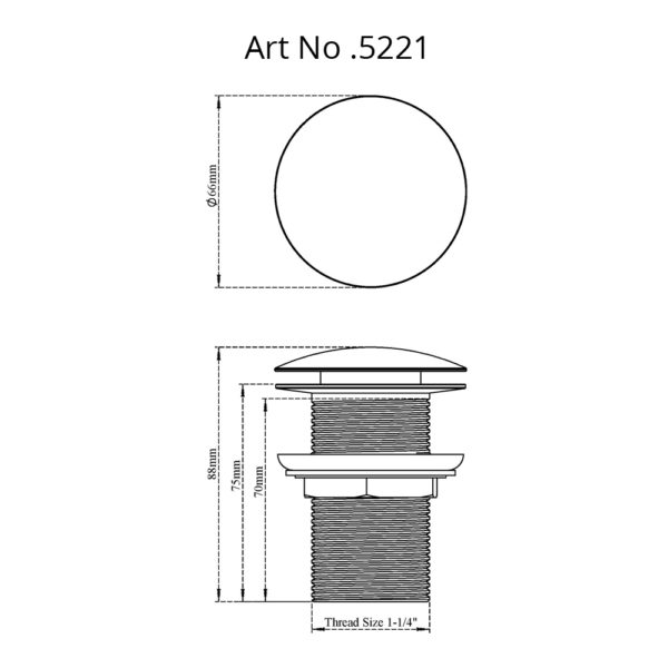 Waste Coupling Pop Up Full Cap