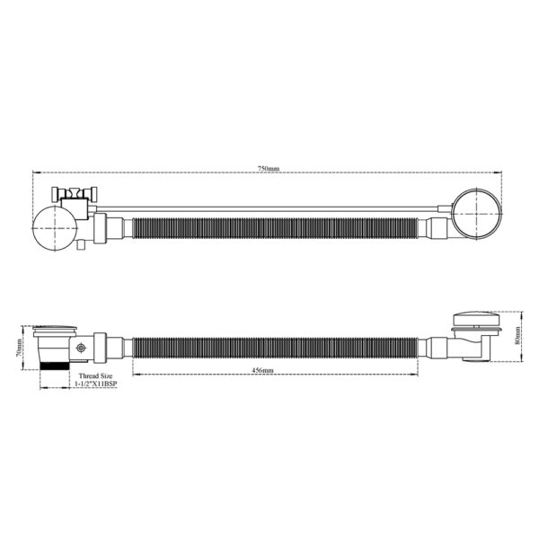 Bathtub Overflow Set with Knob Control (On-Off)