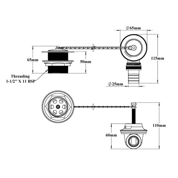 Bathtub Overflow Set (with Chain Plug Waste Coupling)