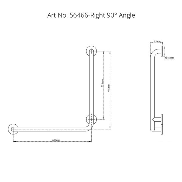 L-Shape Grab Bar 90°