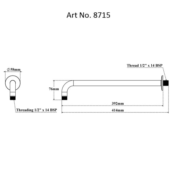 Rain Shower Arm Round & Flange