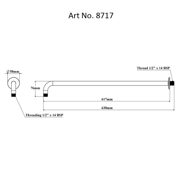 Rain Shower Arm Round & Flange