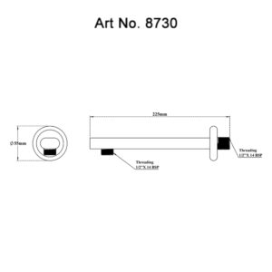 Shower Arm 90- Oval