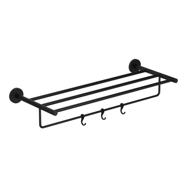 Towel Rack with Lower Rail & Hooks-H2O