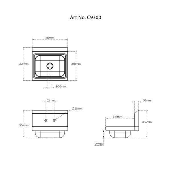 Wall Mount Commercial Kitchen Sink  Single/ Double  Hole