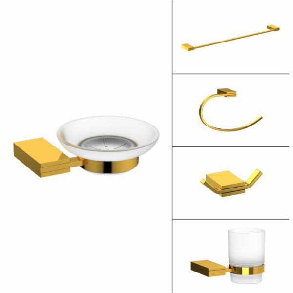 Rectangular Bath Accessories-Gold Finish