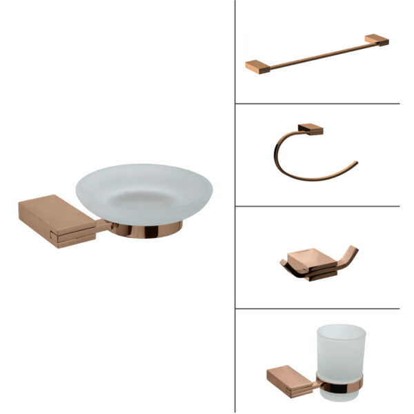 Rectangular Bath Accessories-Rose Gold Finish